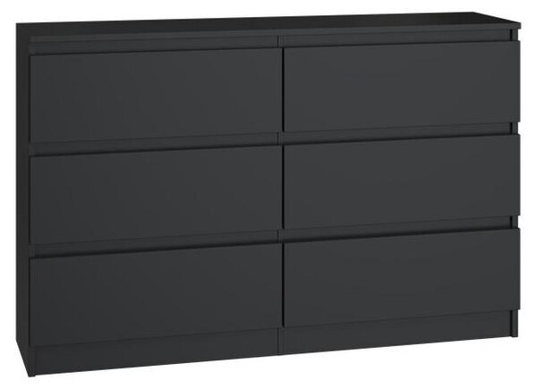 Topeshop M6 120 CZERŃ, Černá, 6 zásuvka/zásuvek, Dřevotřískové desky, Jednobarevný, Moderní, Dřevotřískové desky