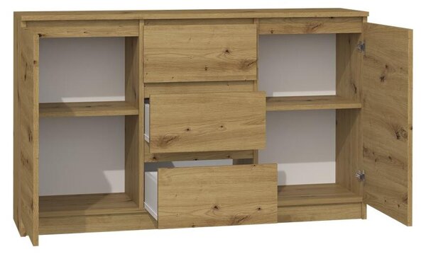 Topeshop 2D3S ARTISAN, Dub, 3 zásuvka/zásuvek, Dřevotřískové desky, Jednobarevný, Moderní, Dřevotřískové desky