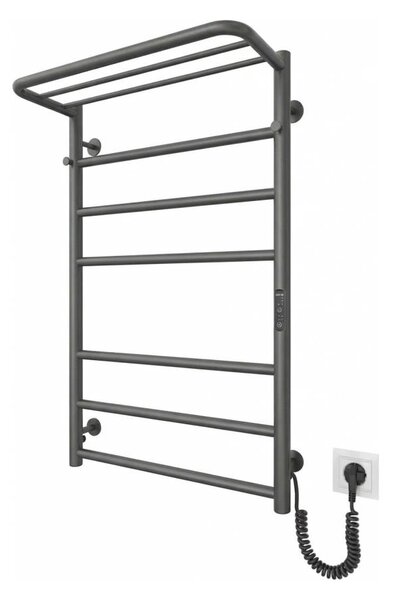 Koupelnový žebříkový radiátor HOME 95W/230V 77x53 cm nerez/antracit pravá