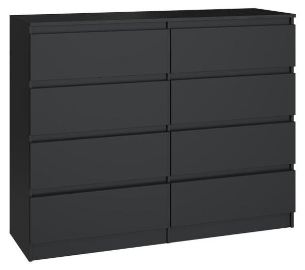 Topeshop M8 120 CZERŃ, Černá, 8 zásuvka/zásuvek, Dřevotřískové desky, Jednobarevný, Moderní, Dřevotřískové desky