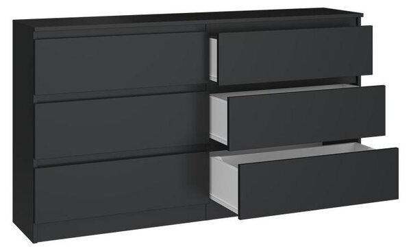 Topeshop M6 140 CZAR 2X3, Černá, 6 zásuvka/zásuvek, Dřevotřískové desky, Jednobarevný, Moderní, Dřevotřískové desky