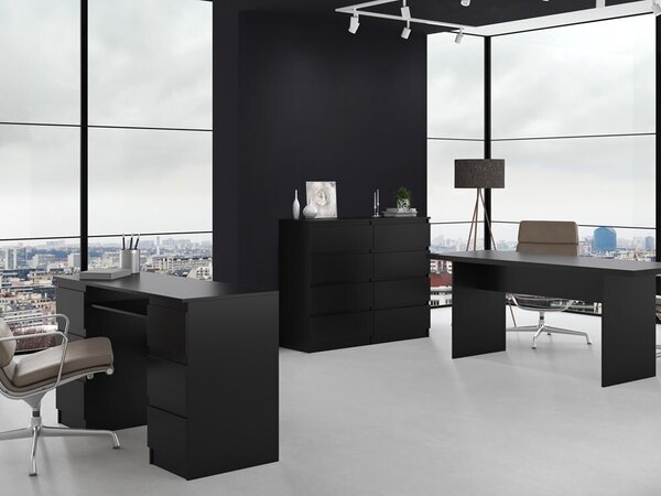 Topeshop M8 120 CZERŃ, Černá, 8 zásuvka/zásuvek, Dřevotřískové desky, Jednobarevný, Moderní, Dřevotřískové desky