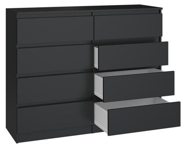 Topeshop M8 120 CZERŃ, Černá, 8 zásuvka/zásuvek, Dřevotřískové desky, Jednobarevný, Moderní, Dřevotřískové desky