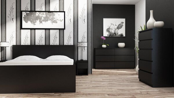 Topeshop M6 140 CZAR 2X3, Černá, 6 zásuvka/zásuvek, Dřevotřískové desky, Jednobarevný, Moderní, Dřevotřískové desky