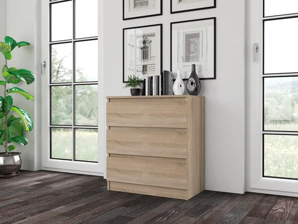 Topeshop M3 SONOMA, Dub, 3 zásuvka/zásuvek, Dřevotřískové desky, Jednobarevný, Moderní, Dřevotřískové desky
