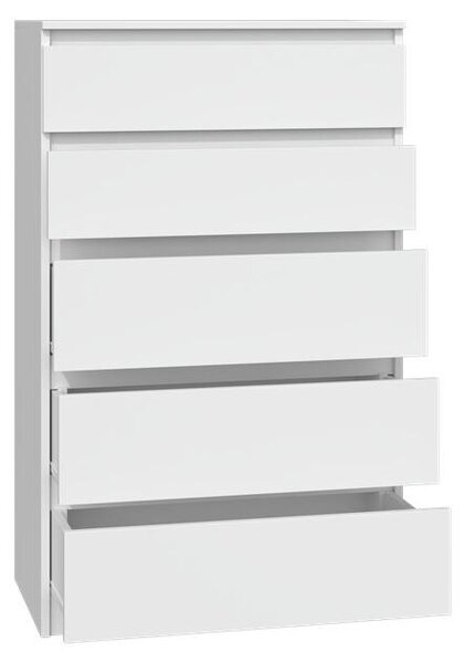 Topeshop M5 BIEL, Bílá, 5 zásuvka/zásuvek, Dřevotřískové desky, Jednobarevný, Moderní, Dřevotřískové desky