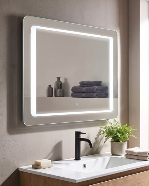 LED koupelnové zrcadlo WASSY 80 cm 60 cm Stříbrná