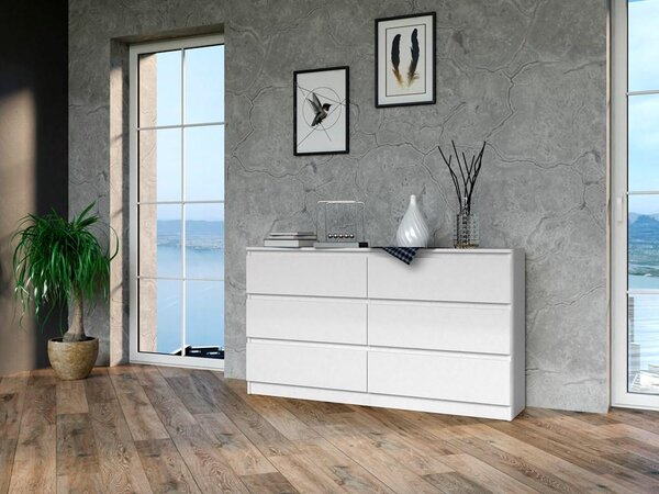 Topeshop M6 140 BIEL 2X3, Bílá, 6 zásuvka/zásuvek, Dřevotřískové desky, Jednobarevný, Moderní, Dřevotřískové desky