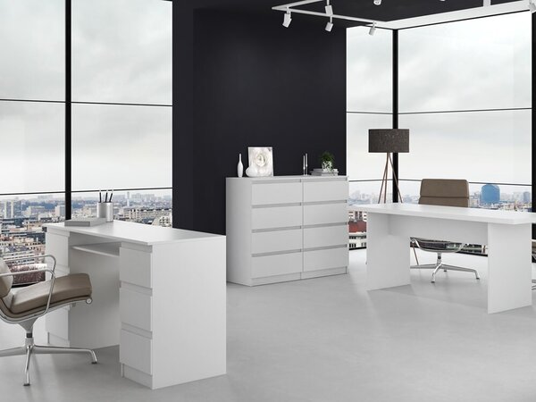Topeshop M8 120 BIEL, Bílá, 8 zásuvka/zásuvek, Dřevotřískové desky, Jednobarevný, Moderní, Dřevotřískové desky