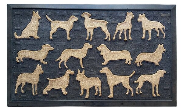 Gumová rohožka 14 psů, 75 x 45 cm