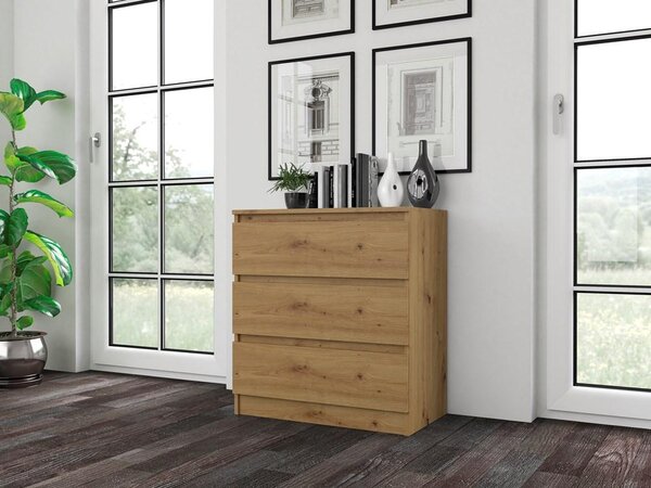 Topeshop M3 ARTISAN, Dub, 3 zásuvka/zásuvek, Dřevotřískové desky, Jednobarevný, Moderní, Dřevotřískové desky