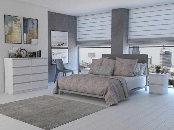 Topeshop M8 120 BIEL, Bílá, 8 zásuvka/zásuvek, Dřevotřískové desky, Jednobarevný, Moderní, Dřevotřískové desky