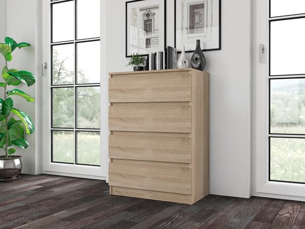Topeshop M4 SONOMA, Dub, 4 zásuvka/zásuvek, Dřevotřískové desky, Jednobarevný, Moderní, Dřevotřískové desky
