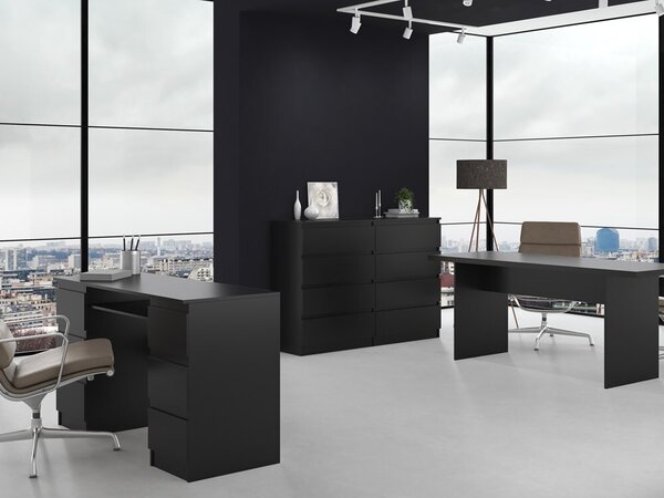 Topeshop M8 140 CZERŃ, Černá, 8 zásuvka/zásuvek, Dřevotřískové desky, Jednobarevný, Moderní, Dřevotřískové desky