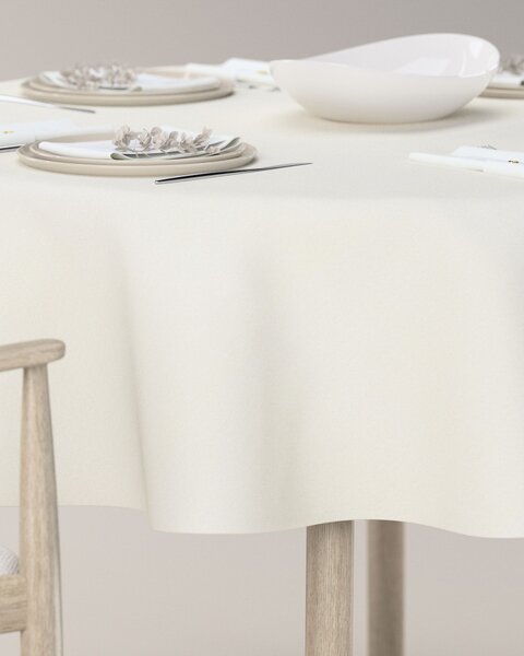Ubrus kulatý barva krémová látka odolná proti skvrnám, pletený vzor