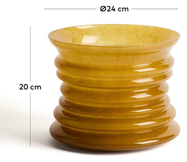 Kave Home Žlutá skleněná váza Ambere 20 cm
