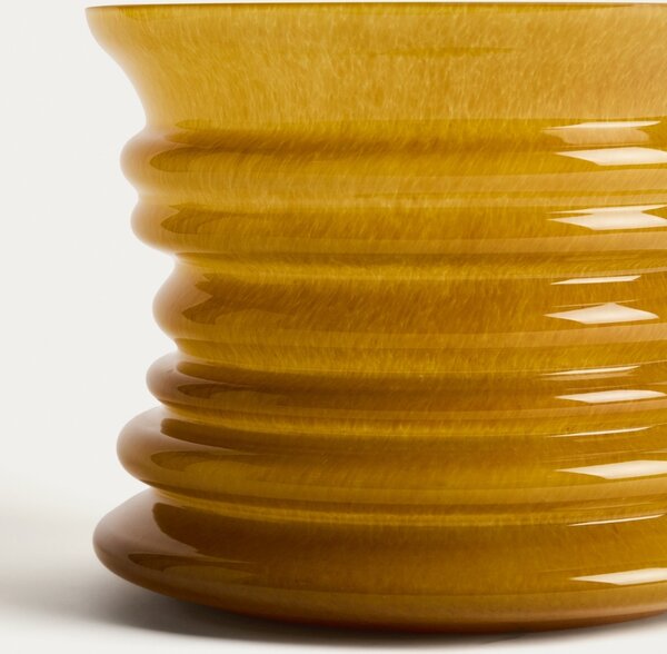 Kave Home Žlutá skleněná váza Ambere 20 cm