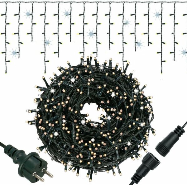 SPRINGOS LED krápníky - 22,5m, 500LED, IP44, teplá bílá + záblesky CL4039-XG
