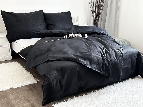 Bavlněné povlečení Černé Zapínání: knoflík, Velikost polštáře: 70x90, Velikost přikrývky: 140x200
