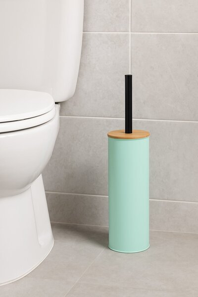 WC kartáč Beri, mátová/s dřevěnými a černými prvky