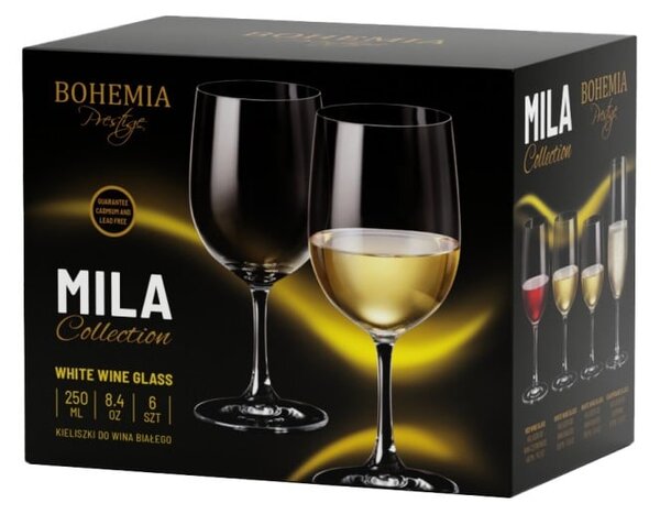 BOHEMIA PRESTIGE MILA SKLENICE NA BÍLÉ VÍNO 250ML SADA 6KS