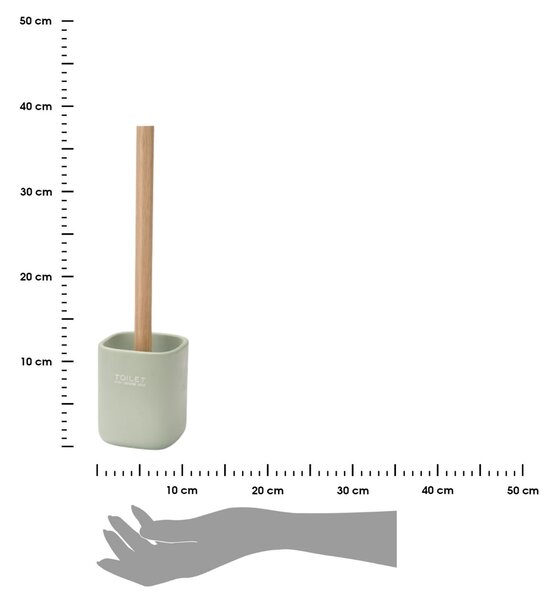WC kartáč Liso, mátová/s dřevěnými prvky