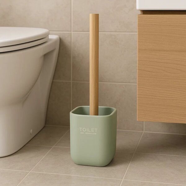 WC kartáč Liso, mátová/s dřevěnými prvky