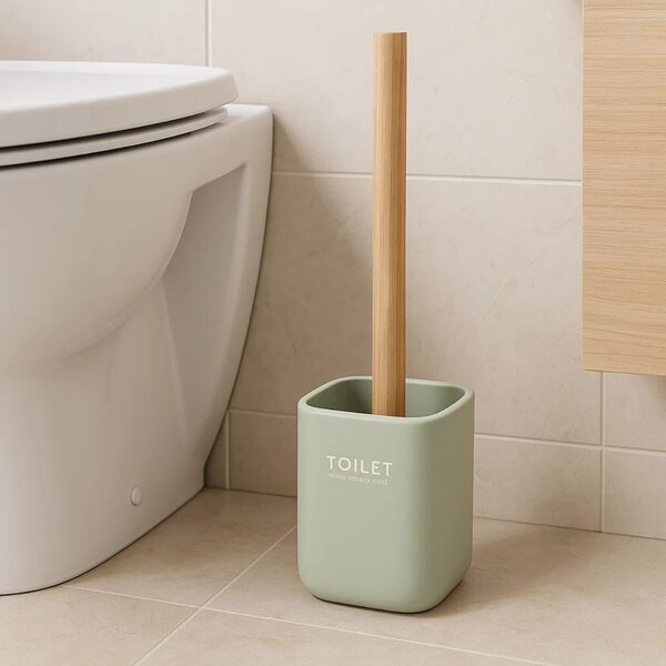 WC kartáč Liso, mátová/s dřevěnými prvky