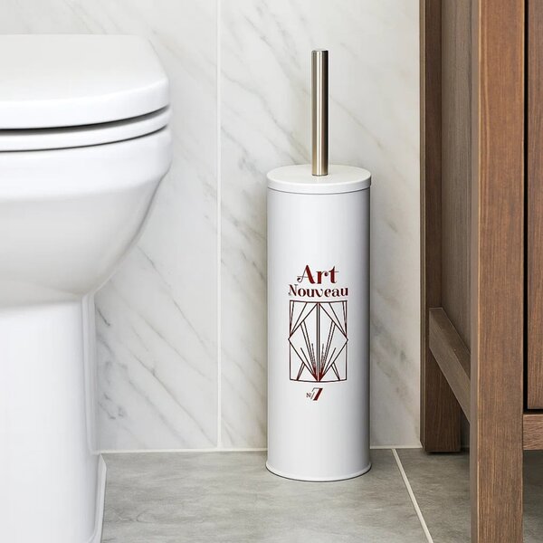 WC kartáč Art Deco, bílý/s chromovými prvky