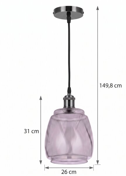 BRILAGI - LED Lustr na lanku RETRO GLASS 1xE27/60W/230V pr. 26cm černá/kouř šedá