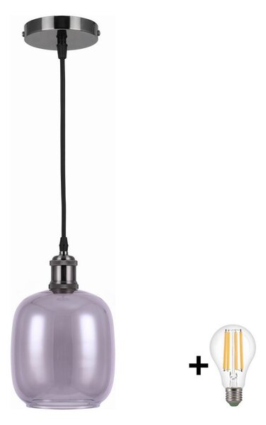 BRILAGI -LED Lustr na lanku RETRO GLASS 1xE27/60W/230V pr. 14cm černá/kouř šedá
