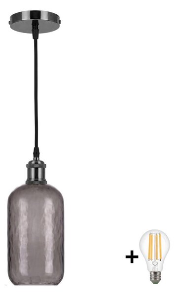 BRILAGI -LED Lustr na lanku RETRO GLASS 1xE27/60W/230V pr. 14 cm černá/kouř šedá