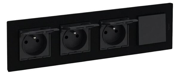 Legrand - Trojitá zásuvka domovní 250V/16A a jednopólový vypínač č. 1 NILOE STEP