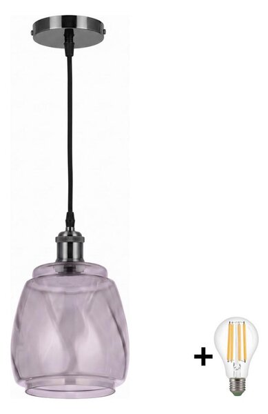 BRILAGI - LED Lustr na lanku RETRO GLASS 1xE27/60W/230V pr. 26cm černá/kouř šedá
