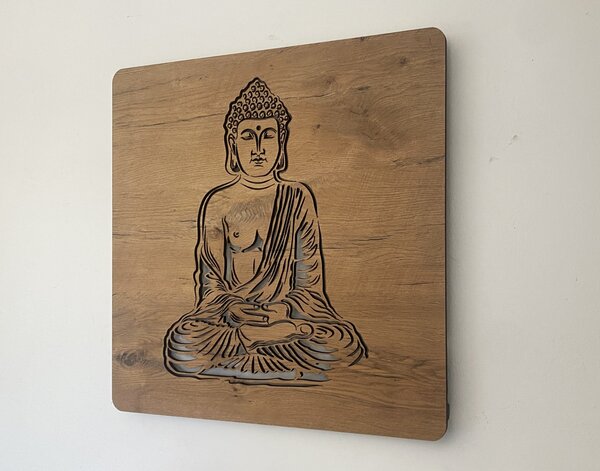 "Buddha" světelný obraz 230V 62x62cm provedení povrchu: dub světlý