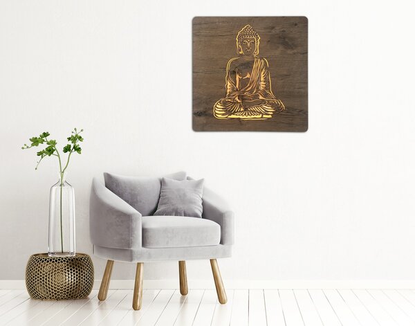 "Buddha" světelný obraz 230V 62x62cm provedení povrchu: dub světlý