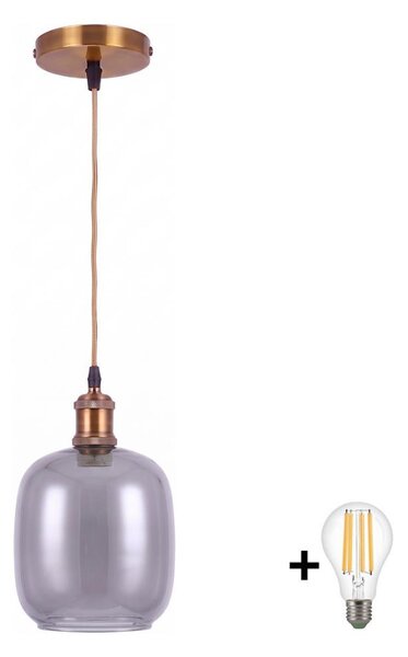 BRILAGI -LED Lustr na lanku RETRO GLASS 1xE27/60W/230V pr. 14cm zlatá/kouř šedá