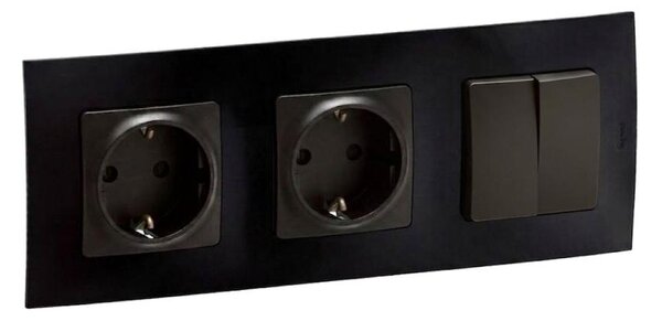 Legrand-Dvojitá zásuvka domovní SCHUKO 250V/16A a dvojitý vypínač č. 5 NILOE