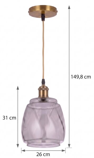BRILAGI - LED Lustr na lanku RETRO GLASS 1xE27/60W/230V pr. 26cm zlatá/kouř šedá