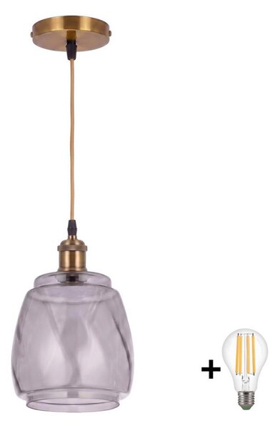 BRILAGI - LED Lustr na lanku RETRO GLASS 1xE27/60W/230V pr. 26cm zlatá/kouř šedá