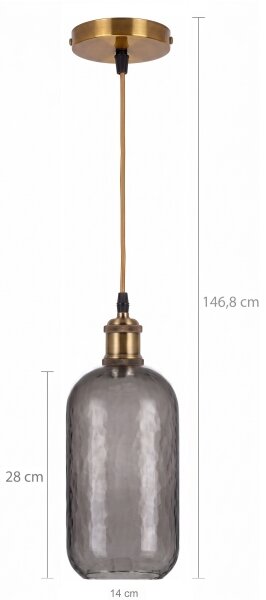 BRILAGI -LED Lustr na lanku RETRO GLASS 1xE27/60W/230V pr. 14 cm zlatá/kouř šedá