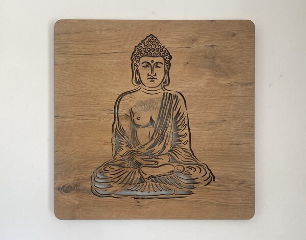 "Buddha" světelný obraz s baterií a pohybovým čidlem 62x62 cm provedení povrchu: dub světlý