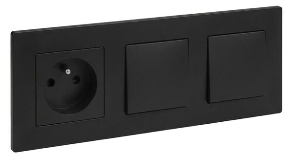 Legrand-Dvojitý jednopólový vypínač č. 1 a zásuvka domovní 250V/16A NILOE STEP