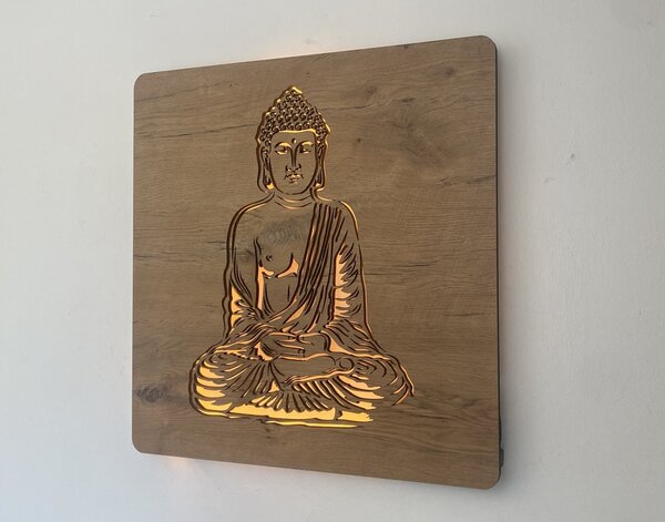 "Buddha" světelný obraz 230V 62x62cm provedení povrchu: dub světlý