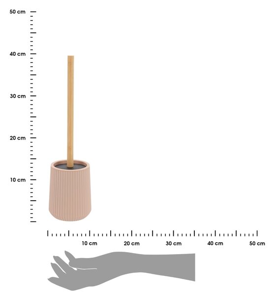 WC kartáč Roza, růžová/s dřevěnými prvky