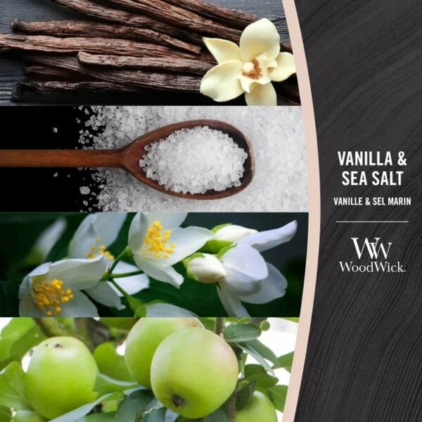 WoodWick Malá vonná svíčka Woodwick, Vanilla & Sea Salt