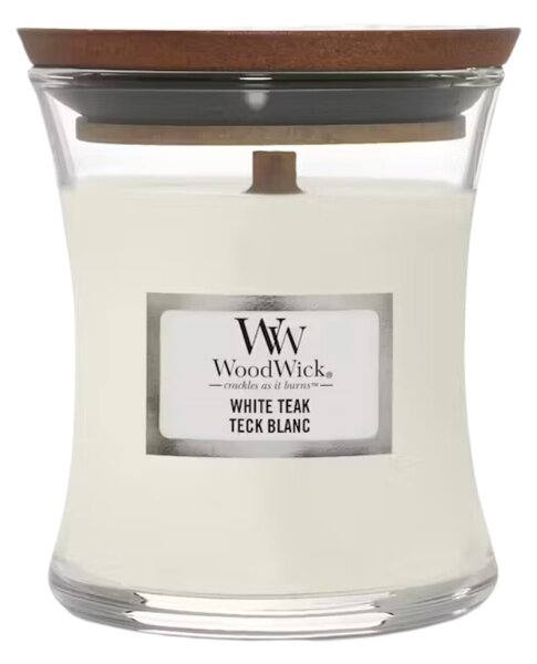 WoodWick Malá vonná svíčka WoodWick, White Teak