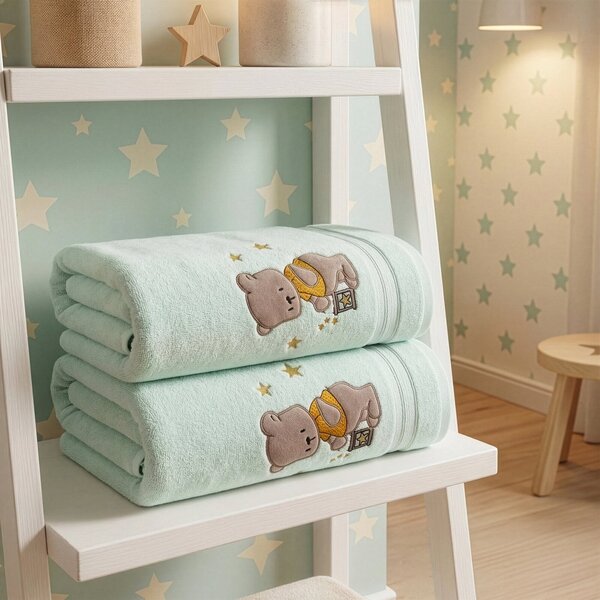 DĚTSKÝ BAVLNĚNÝ RUČNÍK BABY62 SADA 6KS 50X90 CM SVĚTLEMĚTOVÁ