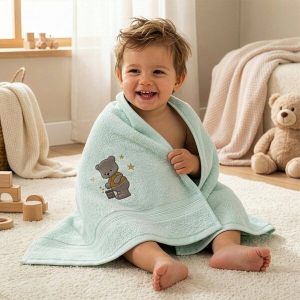 DĚTSKÝ BAVLNĚNÝ RUČNÍK BABY62 SADA 6KS 50X90 CM SVĚTLEMĚTOVÁ