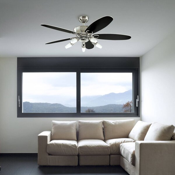 Westinghouse Stropní ventilátor s osvětlením Arius, dálkové ovládání, Černá, Obývací pokoj / jídelna, kov, Moderní